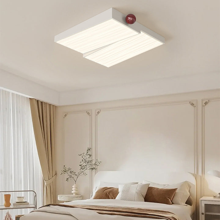 Zeitgenössische Nordic Iron PVC Runde Quadrat Welle Textur Kugel LED Deckenleuchte für Schlafzimmer 
