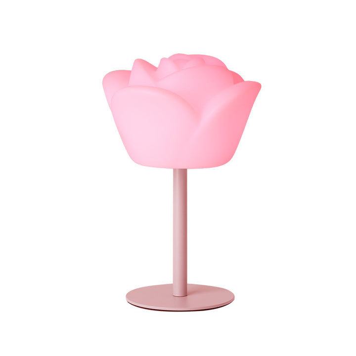 Lampe de table LED en forme de rose rechargeable et étanche en PE créatif contemporain, veilleuse pour table de chevet 