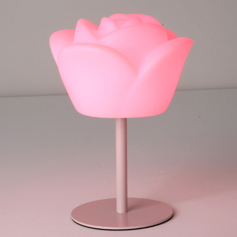 Lampe de table LED en forme de rose rechargeable et étanche en PE créatif contemporain, veilleuse pour table de chevet 