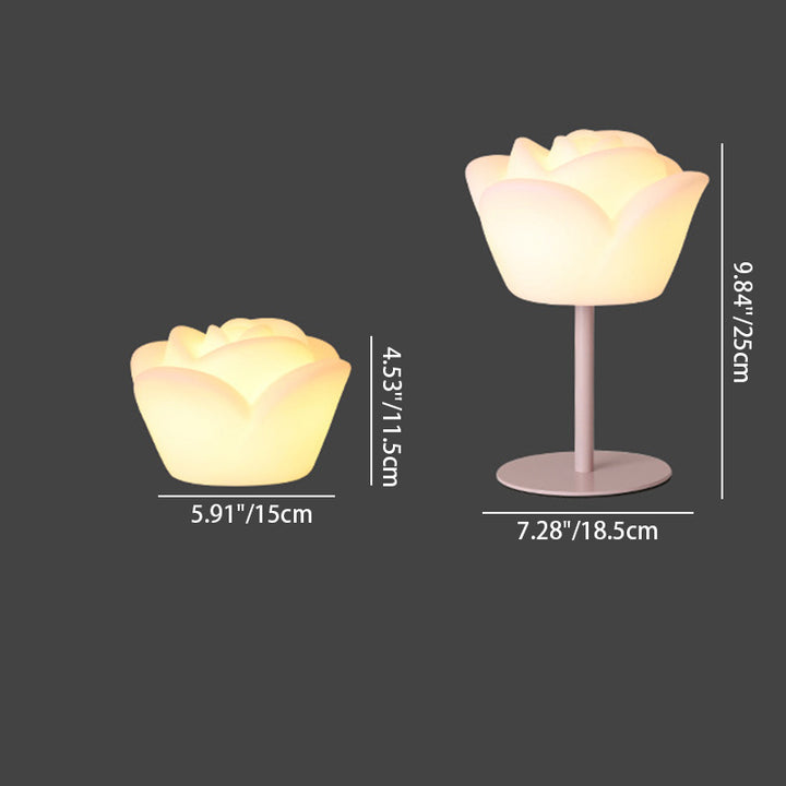 Lampe de table LED en forme de rose rechargeable et étanche en PE créatif contemporain, veilleuse pour table de chevet 