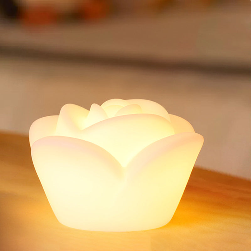 Lampe de table LED en forme de rose rechargeable et étanche en PE créatif contemporain, veilleuse pour table de chevet 