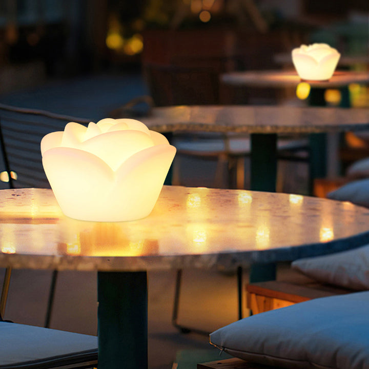 Lampe de table LED en forme de rose rechargeable et étanche en PE créatif contemporain, veilleuse pour table de chevet 