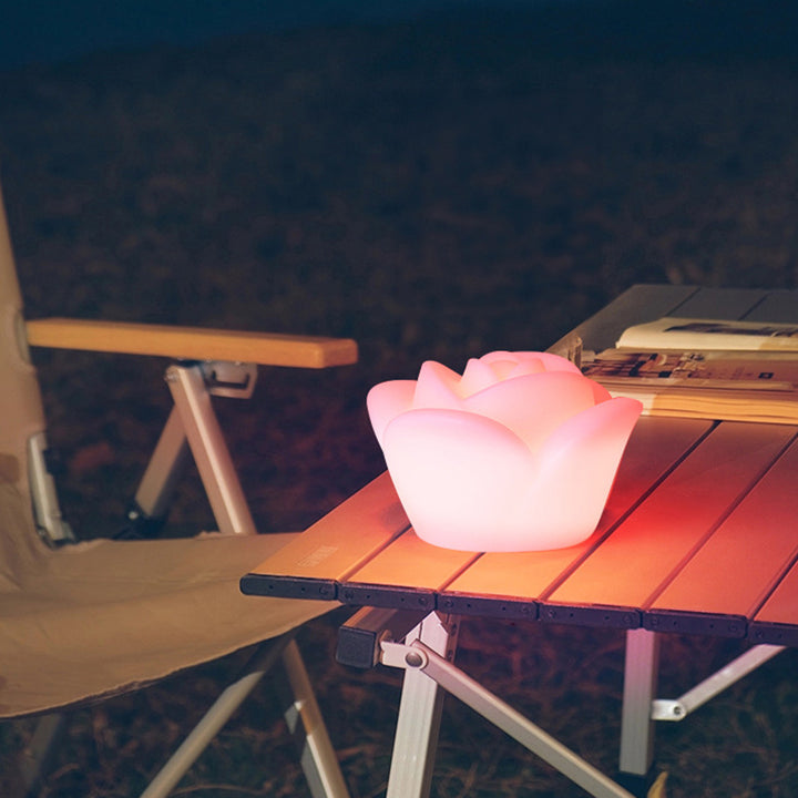 Lampe de table LED en forme de rose rechargeable et étanche en PE créatif contemporain, veilleuse pour table de chevet 