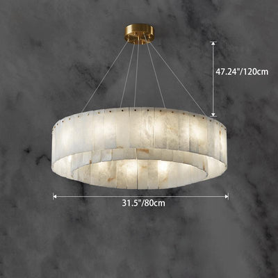 Lampes suspendues contemporaines en marbre nordique et cuivre rond à 8/12/14 lumières pour salon 