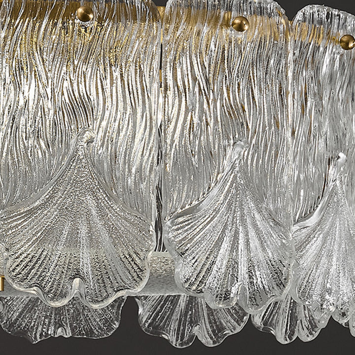 Traditionelle französische Messing-Glas-Runde Ahornblatt 4/5 Licht Halbeinbau-Deckenleuchte für Schlafzimmer 