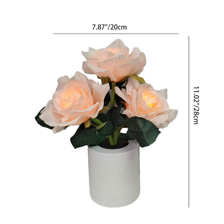 Moderne Art Deco Wiederaufladbare Kunststoff Stoff Blumentopf LED Tischlampe für Schlafzimmer 