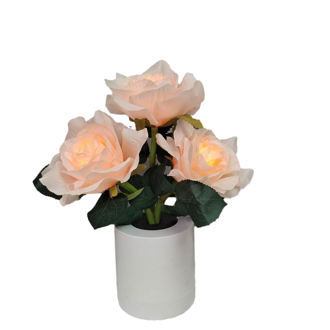 Moderne Art Deco Wiederaufladbare Kunststoff Stoff Blumentopf LED Tischlampe für Schlafzimmer 