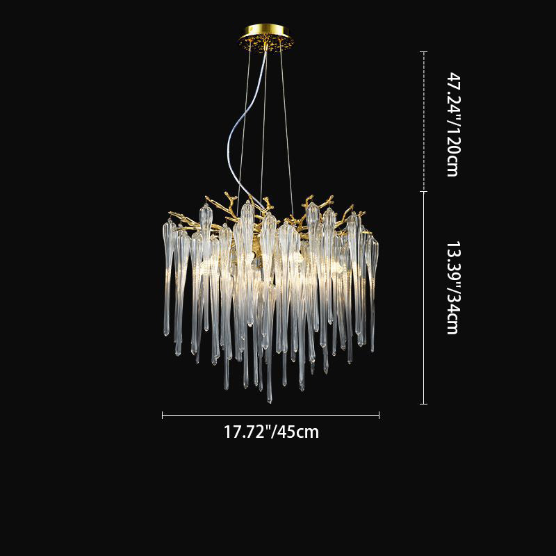 Lustre moderne de luxe en aluminium avec branches de cristal et gouttelettes 6/8/10/14/18 lumières pour salon 