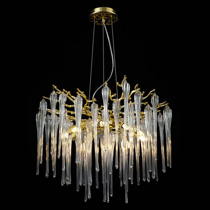 Lustre moderne de luxe en aluminium avec branches de cristal et gouttelettes 6/8/10/14/18 lumières pour salon 