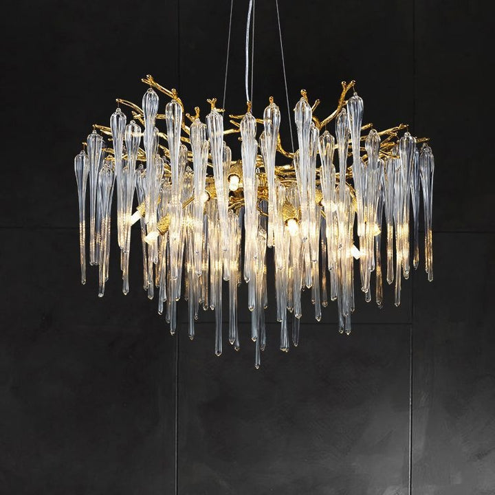 Lustre moderne de luxe en aluminium avec branches de cristal et gouttelettes 6/8/10/14/18 lumières pour salon 