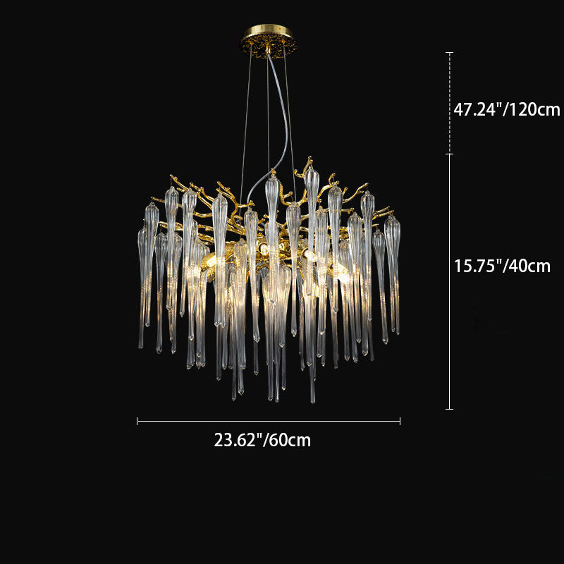 Lustre moderne de luxe en aluminium avec branches de cristal et gouttelettes 6/8/10/14/18 lumières pour salon 