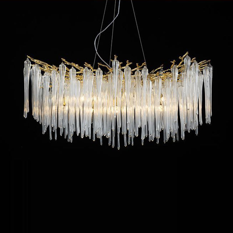 Lustre moderne de luxe en aluminium avec branches de cristal et gouttelettes 6/8/10/14/18 lumières pour salon 