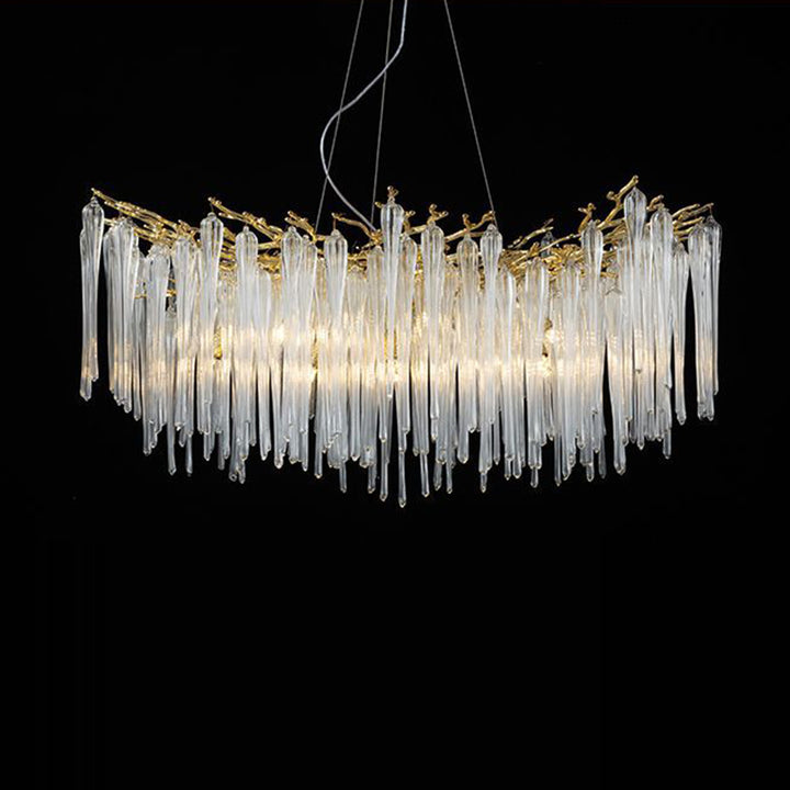 Lustre moderne de luxe en aluminium avec branches de cristal et gouttelettes 6/8/10/14/18 lumières pour salon 