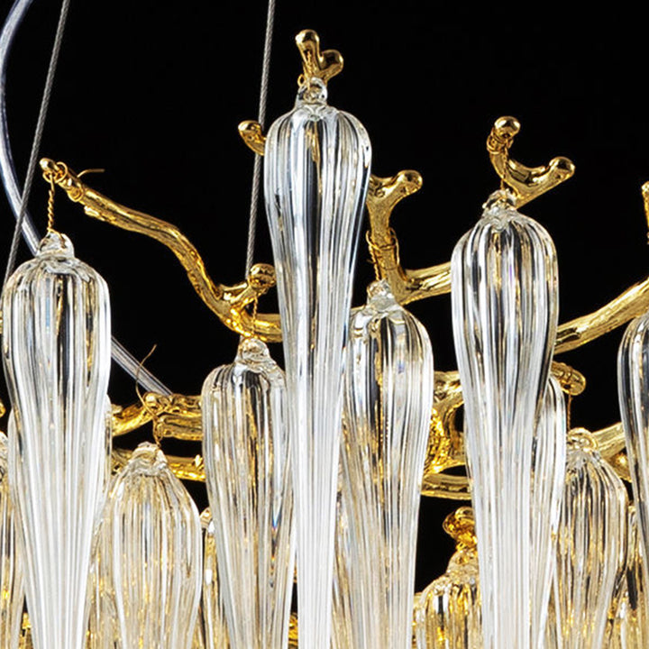 Lustre moderne de luxe en aluminium avec branches de cristal et gouttelettes 6/8/10/14/18 lumières pour salon 