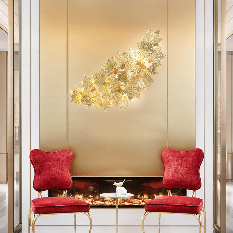 Moderne Mid-Century-Aluminium-Ahornblatt 3/4/5 Licht Wandleuchte für Wohnzimmer 