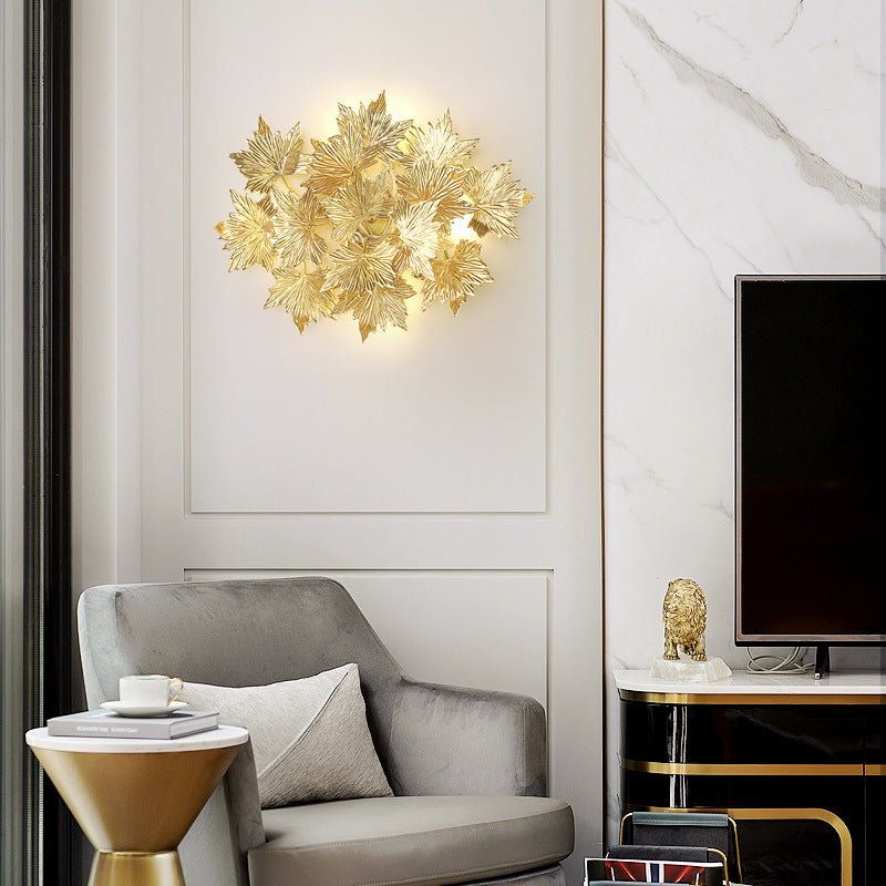 Moderne Mid-Century-Aluminium-Ahornblatt 3/4/5 Licht Wandleuchte für Wohnzimmer 