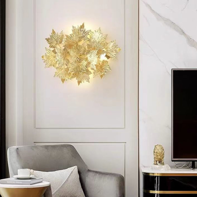 Moderne Mid-Century-Aluminium-Ahornblatt 3/4/5 Licht Wandleuchte für Wohnzimmer 