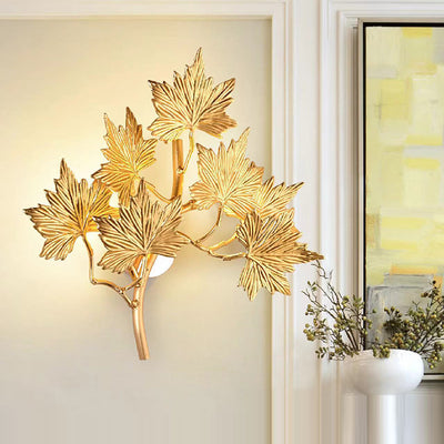 Moderne Mid-Century-Aluminium-Ahornblatt 3/4/5 Licht Wandleuchte für Wohnzimmer 