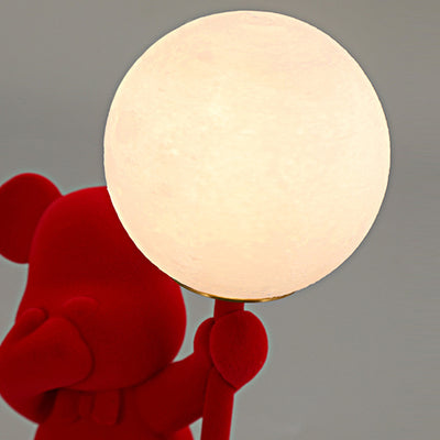 Lampe de table LED contemporaine créative rechargeable en acrylique avec ours en troupeau pour décoration de mariage pour chevet 