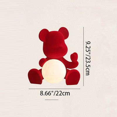 Lampe de table LED contemporaine créative rechargeable en acrylique avec ours en troupeau pour décoration de mariage pour chevet 