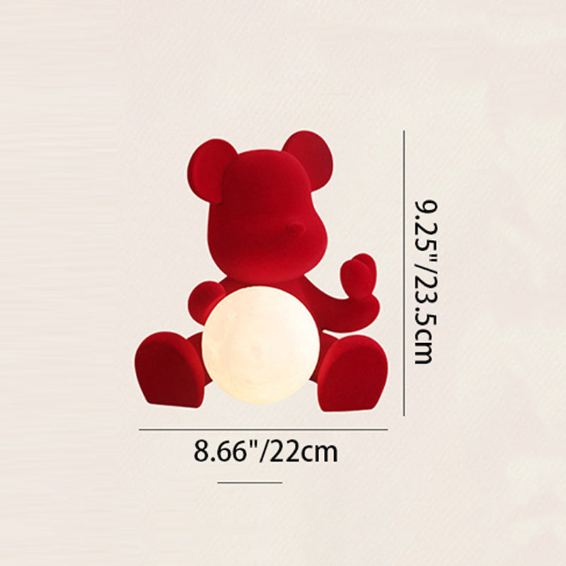 Lampe de table LED contemporaine créative rechargeable en acrylique avec ours en troupeau pour décoration de mariage pour chevet 