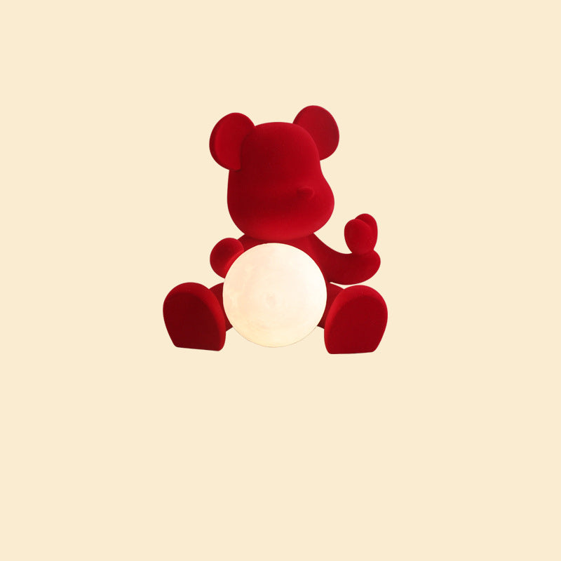 Lampe de table LED contemporaine créative rechargeable en acrylique avec ours en troupeau pour décoration de mariage pour chevet 