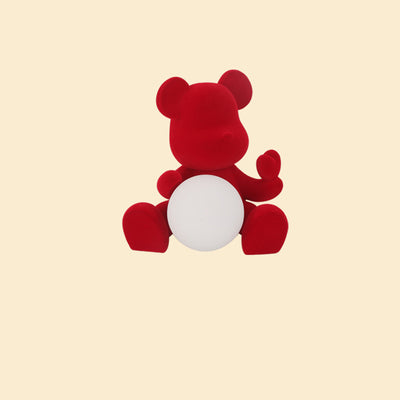 Lampe de table LED contemporaine créative rechargeable en acrylique avec ours en troupeau pour décoration de mariage pour chevet 