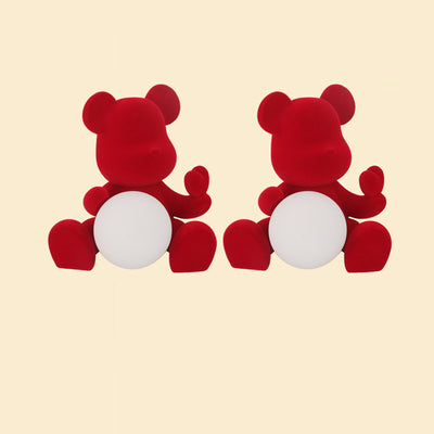 Lampe de table LED contemporaine créative rechargeable en acrylique avec ours en troupeau pour décoration de mariage pour chevet 