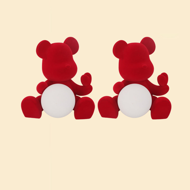 Lampe de table LED contemporaine créative rechargeable en acrylique avec ours en troupeau pour décoration de mariage pour chevet 