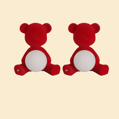 Lampe de table LED contemporaine créative rechargeable en acrylique avec ours en troupeau pour décoration de mariage pour chevet 