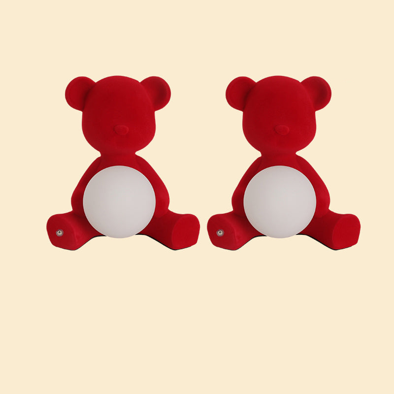 Lampe de table LED contemporaine créative rechargeable en acrylique avec ours en troupeau pour décoration de mariage pour chevet 