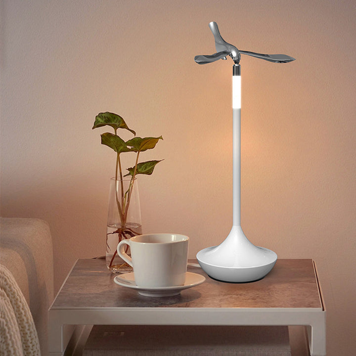 Lampe de table LED rotative en aluminium acrylique rechargeable scandinave contemporaine avec oiseau volant pour chevet 