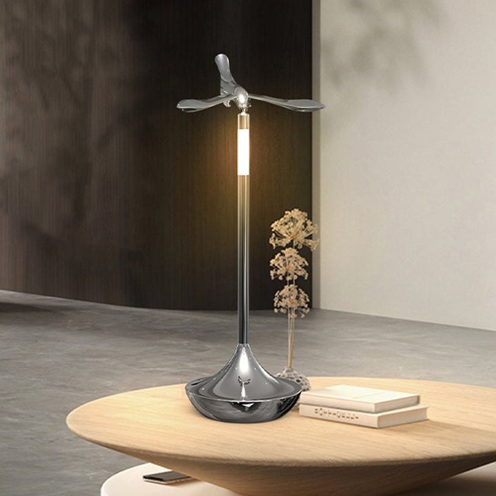 Lampe de table LED rotative en aluminium acrylique rechargeable scandinave contemporaine avec oiseau volant pour chevet 