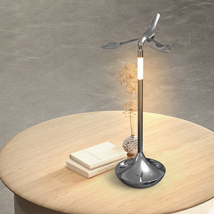 Lampe de table LED rotative en aluminium acrylique rechargeable scandinave contemporaine avec oiseau volant pour chevet 
