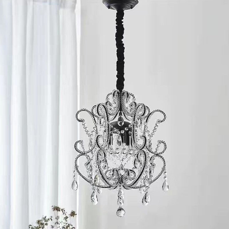 Lustres traditionnels en fer cristal courbé 1/3 lumière pour chambre 