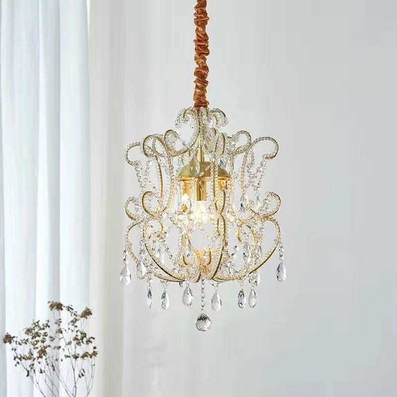 Lustres traditionnels en fer cristal courbé 1/3 lumière pour chambre 