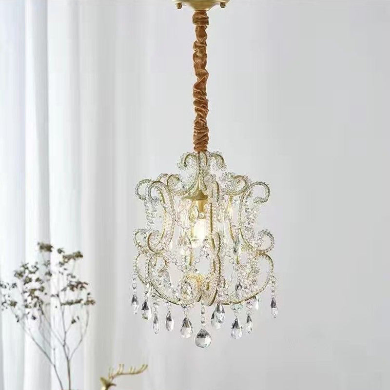 Lustres traditionnels en fer cristal courbé 1/3 lumière pour chambre 