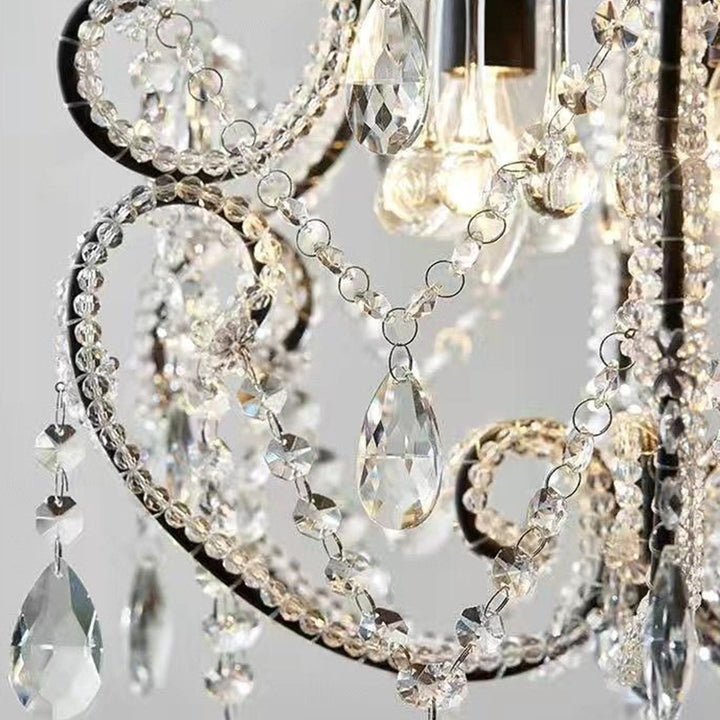 Lustres traditionnels en fer cristal courbé 1/3 lumière pour chambre 