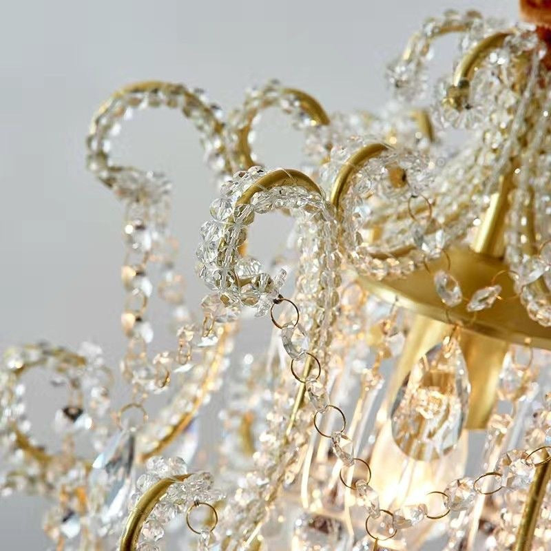 Lustres traditionnels en fer cristal courbé 1/3 lumière pour chambre 