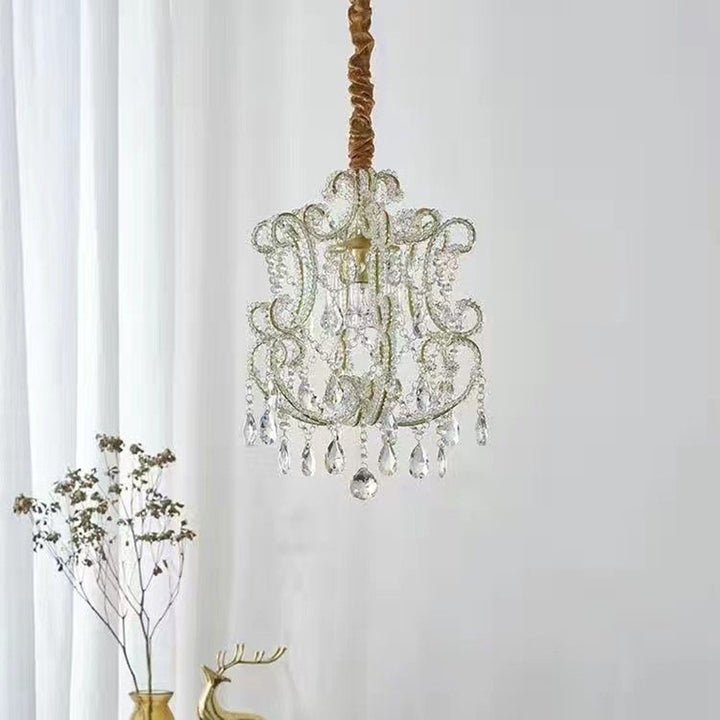 Lustres traditionnels en fer cristal courbé 1/3 lumière pour chambre 