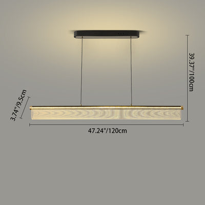 Simplicité moderne Fer Aluminium Acrylique Rond Elliptique Bande Carrée Motif LED Lustres Lumière d'île pour Salle à Manger 