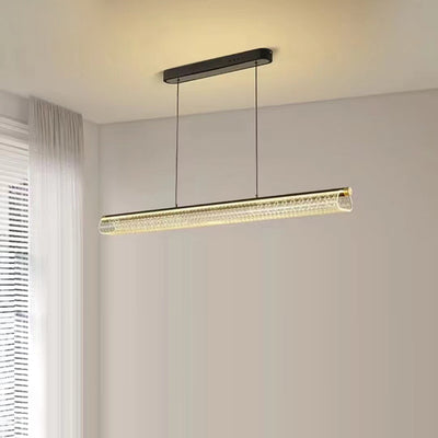 Simplicité moderne Fer Aluminium Acrylique Rond Elliptique Bande Carrée Motif LED Lustres Lumière d'île pour Salle à Manger 