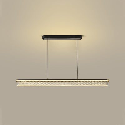 Simplicité moderne Fer Aluminium Acrylique Rond Elliptique Bande Carrée Motif LED Lustres Lumière d'île pour Salle à Manger 