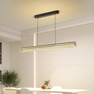 Simplicité moderne Fer Aluminium Acrylique Rond Elliptique Bande Carrée Motif LED Lustres Lumière d'île pour Salle à Manger 