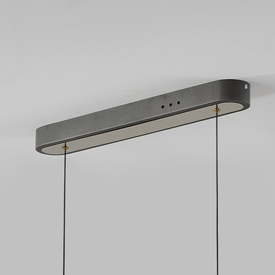 Lustre rectangulaire à LED en ligne en fer, aluminium et acrylique de simplicité moderne pour salle à manger 