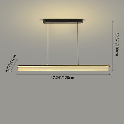 Simplicité moderne Fer Aluminium Acrylique Rond Elliptique Bande Carrée Motif LED Lustres Lumière d'île pour Salle à Manger 