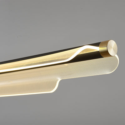 Lustre rectangulaire à LED en ligne en fer, aluminium et acrylique de simplicité moderne pour salle à manger 