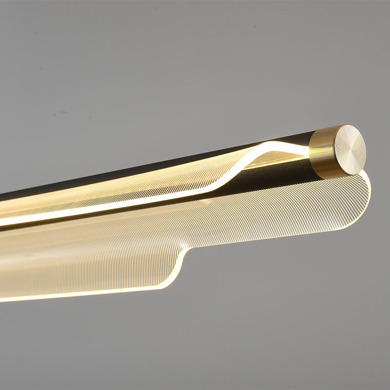 Lustre rectangulaire à LED en ligne en fer, aluminium et acrylique de simplicité moderne pour salle à manger 
