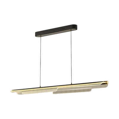 Lustre rectangulaire à LED en ligne en fer, aluminium et acrylique de simplicité moderne pour salle à manger 
