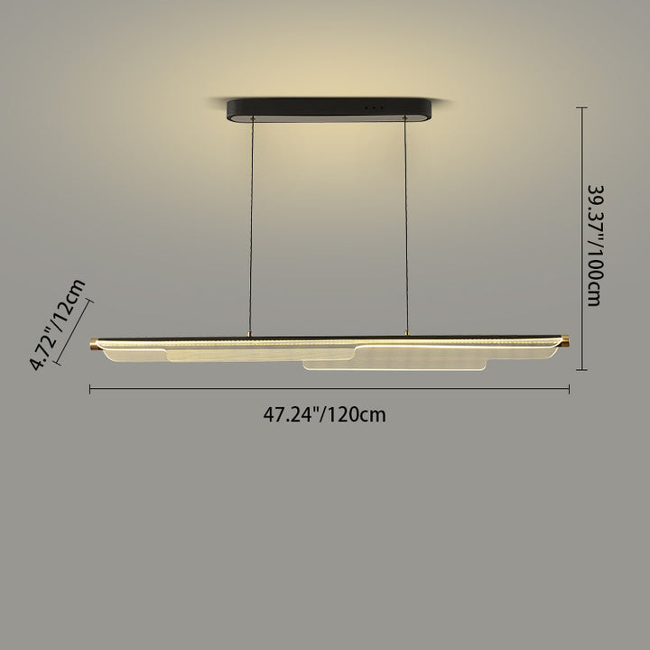 Lámparas de araña LED rectangulares de línea de aluminio y acrílico de hierro de simplicidad moderna para comedor 